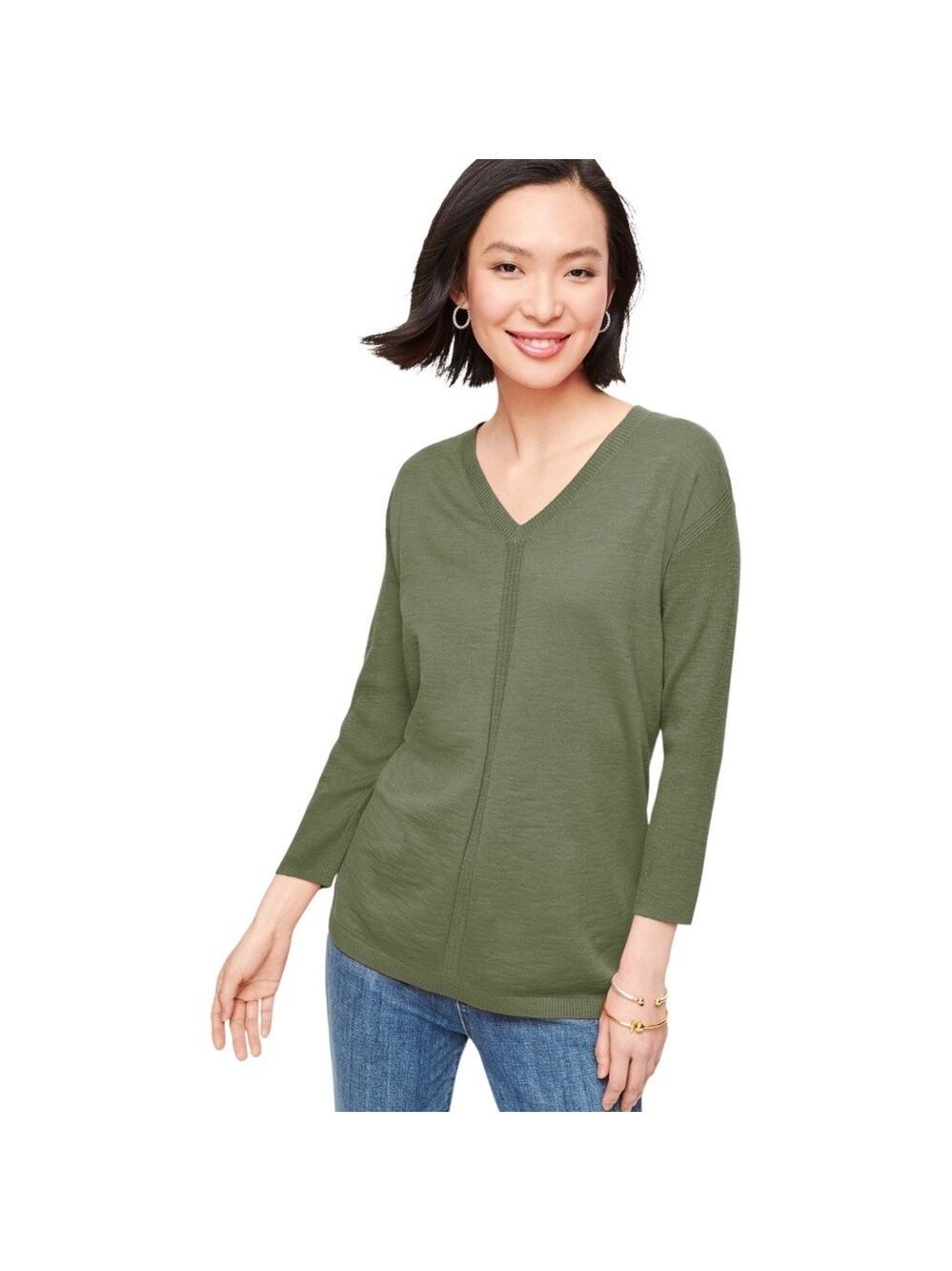 TALBOTS 100% Cotton V-Neck Sweater Medium